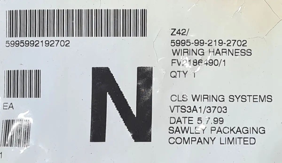 5995-99-219-2702 - Wiring Harness PDP.10-RLJB.6 - Z42 - FV2186490/1 CLS Wiring Systems battlegroup-raydon