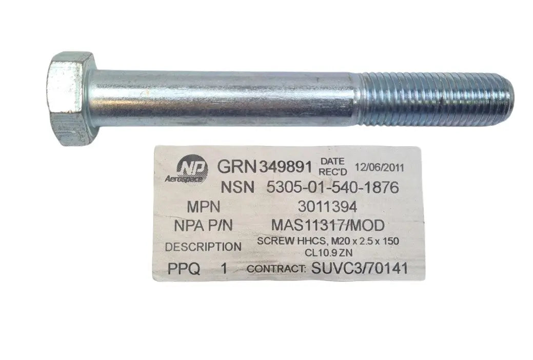 5305-01-540-1876 - Screw / Bolt M20 x 2.5 x 15cm - 3011394 - Cougar 4x4. NP Aerospace battlegroup-raydon