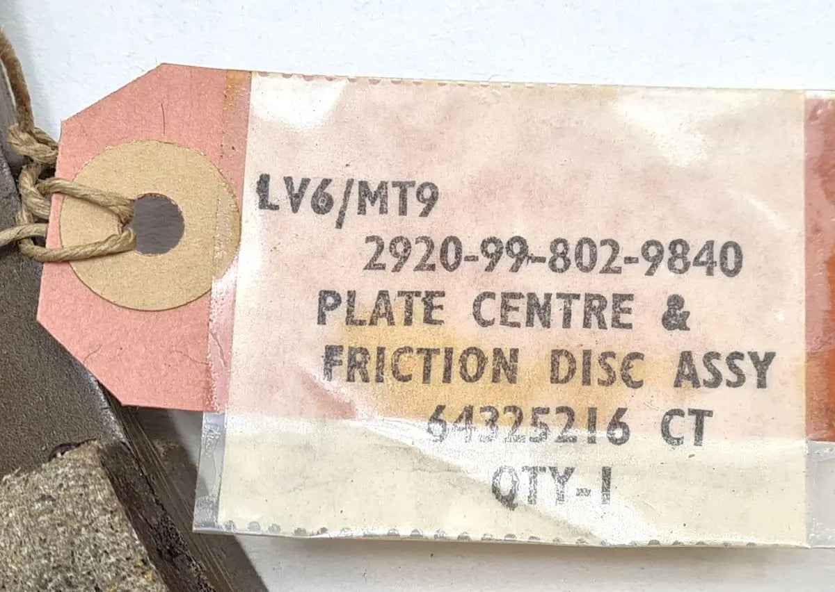 2920-99-802-9840 - Centre Plate and Friction Disc - 64325216 CT - LV6/MT9 Girling Ltd battlegroup-raydon