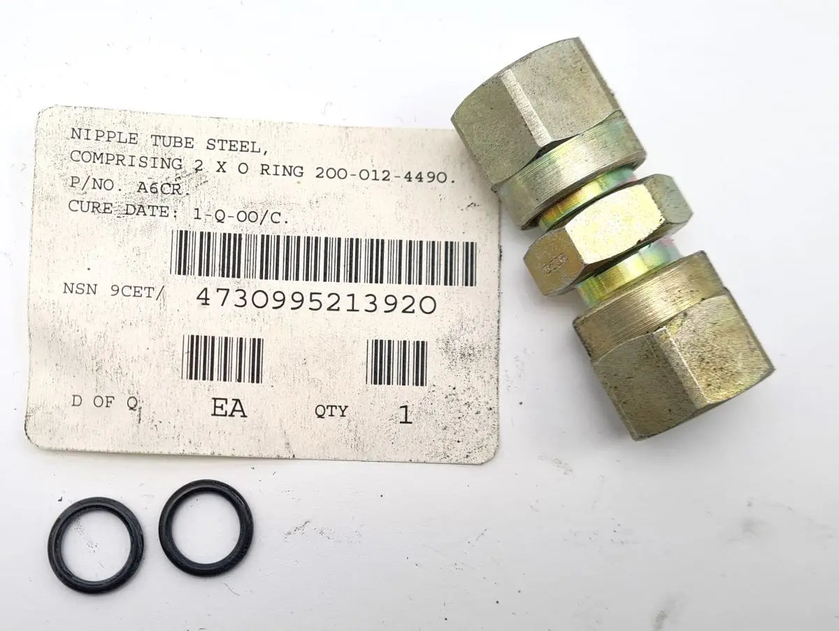 4730-99-521-3920 - Nipple Tube - Steel to accommodate 0.375 inch OD Tube 45mm OA Long - 46MT1 - 9CET -  Combat Engineer Tractor Berendsen PMC Ltd battlegroup-raydon