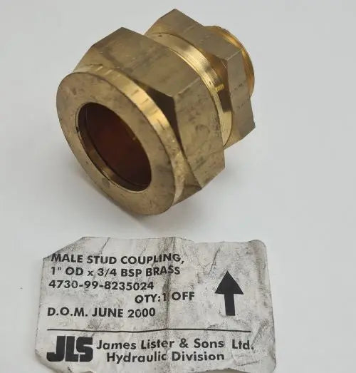 4730-99-823-5024 - Male Stud Coupling 1" OD x 3/4" BSP Brass - JLS Ltd battlegroup-raydon